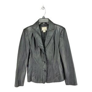 Vintage Leather Jacket Blazer Womens Black Small 90's